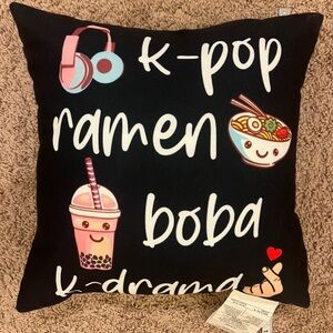 Kpop, Ramen, Boba, K-Drama Pillow